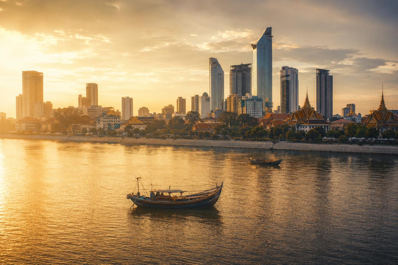 Cambodian professionals collaborating in a modern Phnom Penh office — អ្នកជំនាញកម្ពុជាសហការគ្នាក្នុងការិយាល័យ